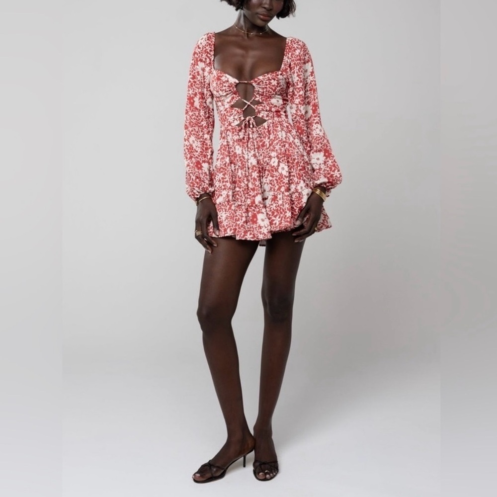 Resa Lyla Mini Dress Magnolia Floral Red White NWT Small